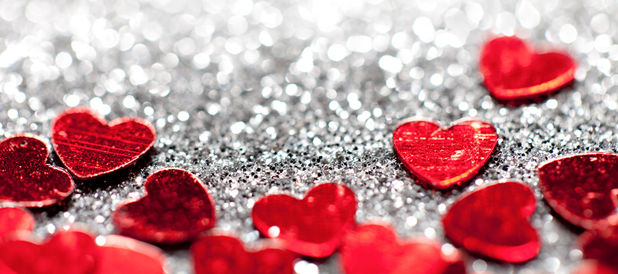 Valentine hearts with glitter
