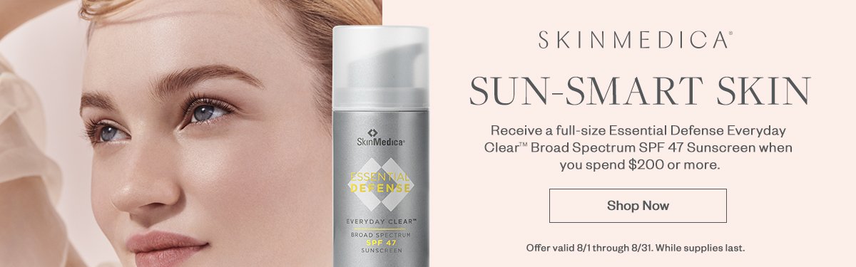 Sun-Smart Skin - Receive a full-size Essential Defense Everyday Clear Broad Spectrum SPF 47 Sunscreen when you spend $200 or more. Offer valid through 8/31. While supplies last.